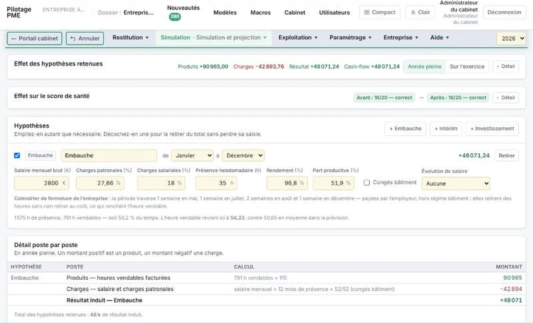 Simulation d’une embauche